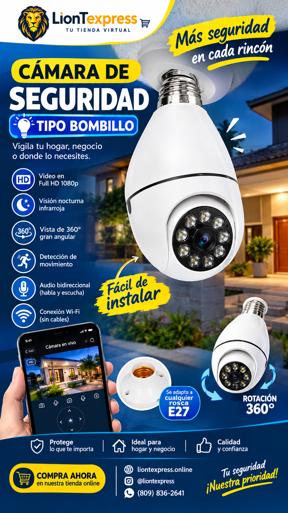 CAMARA DE SEGURIDAD TIPO BOMBILLO